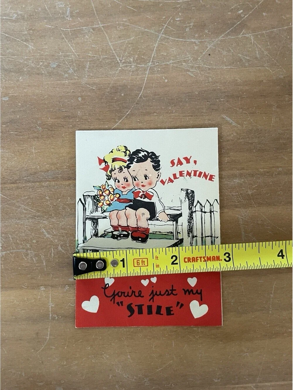 Say Valentine You’re Just My Style Couple On Bench Valentine Greeting Card